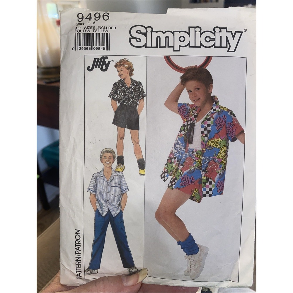 Vintage 1989 Simplicity Kids Outfit Sewing Pattern 9496 Uncut Size 7-12 Jiffy